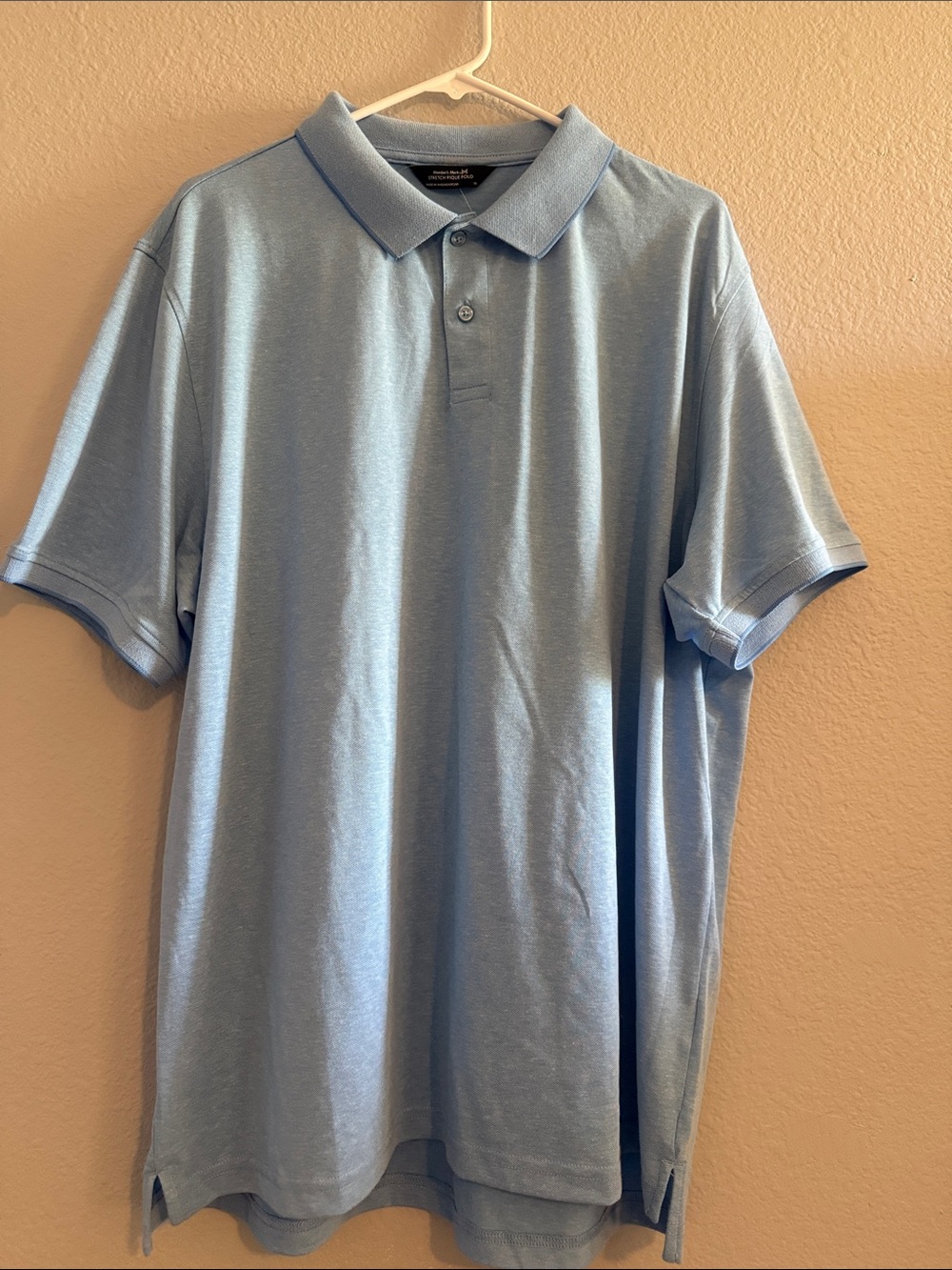 Men's Light Blue Pique Polo with Contrast Trim